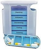 M&H-24 Tablettenbox Medikamentenbox Pillenbox für 7 Tage Blau - Pillen-Tabletten-Dose...